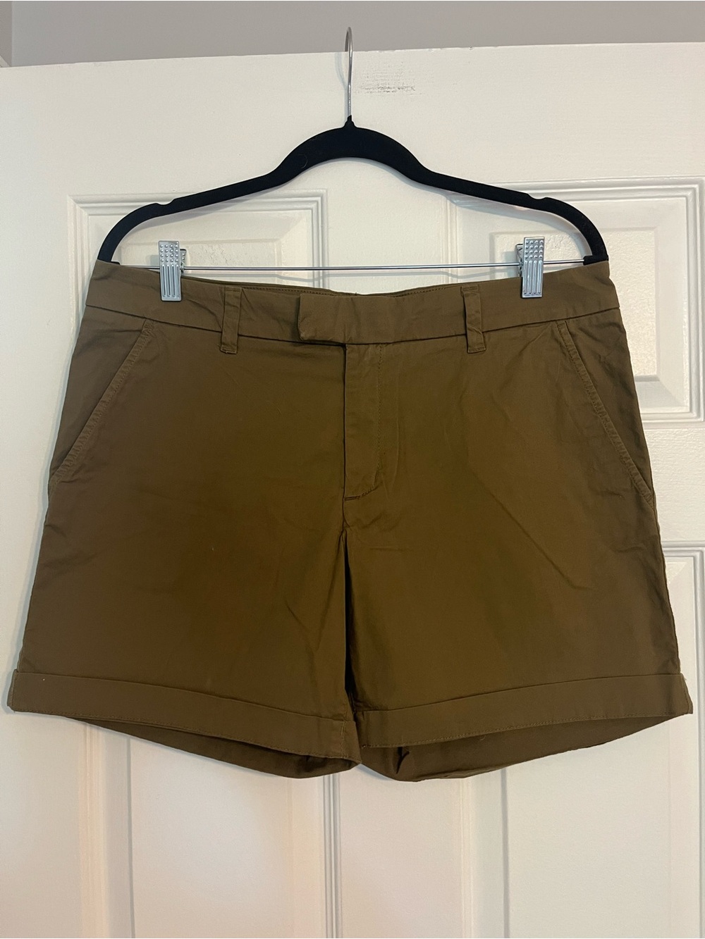 H&M 100% Cotton Olive Green Roll-Cuff Chino Shorts